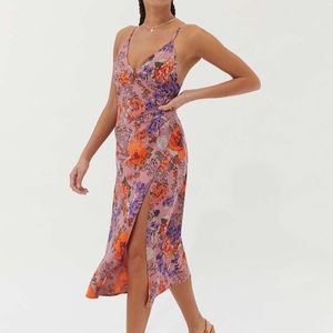 Urban Outfitters Satin Wrap Midi Dress